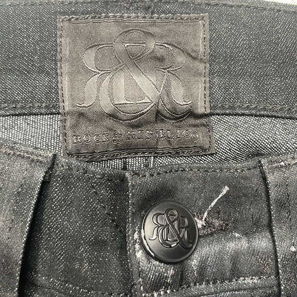Rock & Republic Jeans Denim Black foil Rock Stretch Size 29 - Picture 4 of 9